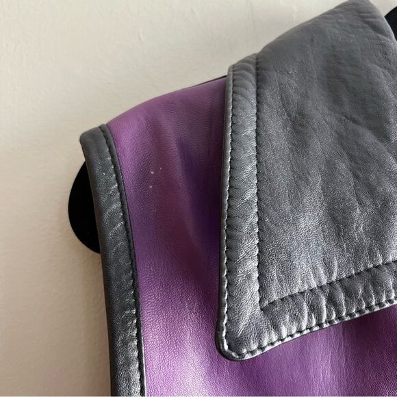 Dita Martin Design Vintage Leather Colorful Stripe Zip Vest Collared Retro - Picture 6 of 10